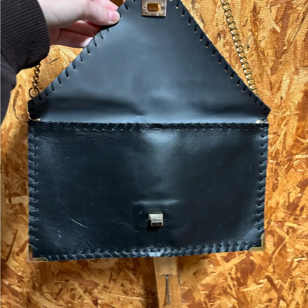 Simple Black Leather Clutch